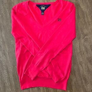 Large Thre3 Red V Neck Sweater